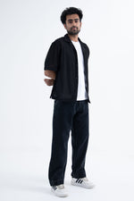 Load image into Gallery viewer, adjustable waistband jeans in black loose fit