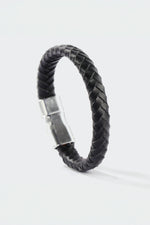 Load image into Gallery viewer, Black Braided Leather Bracelet