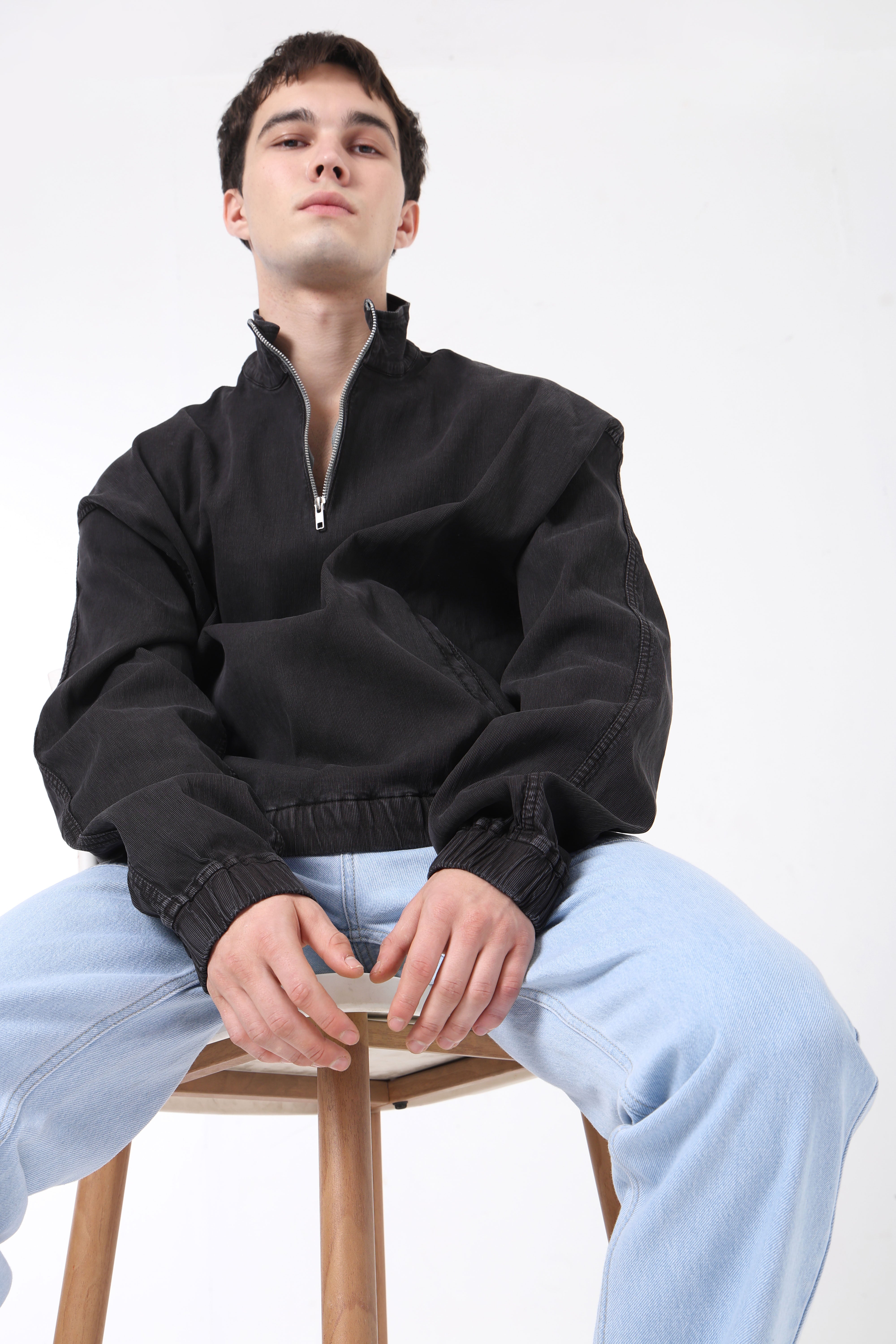 Corduroy Alpine Pullover - Black