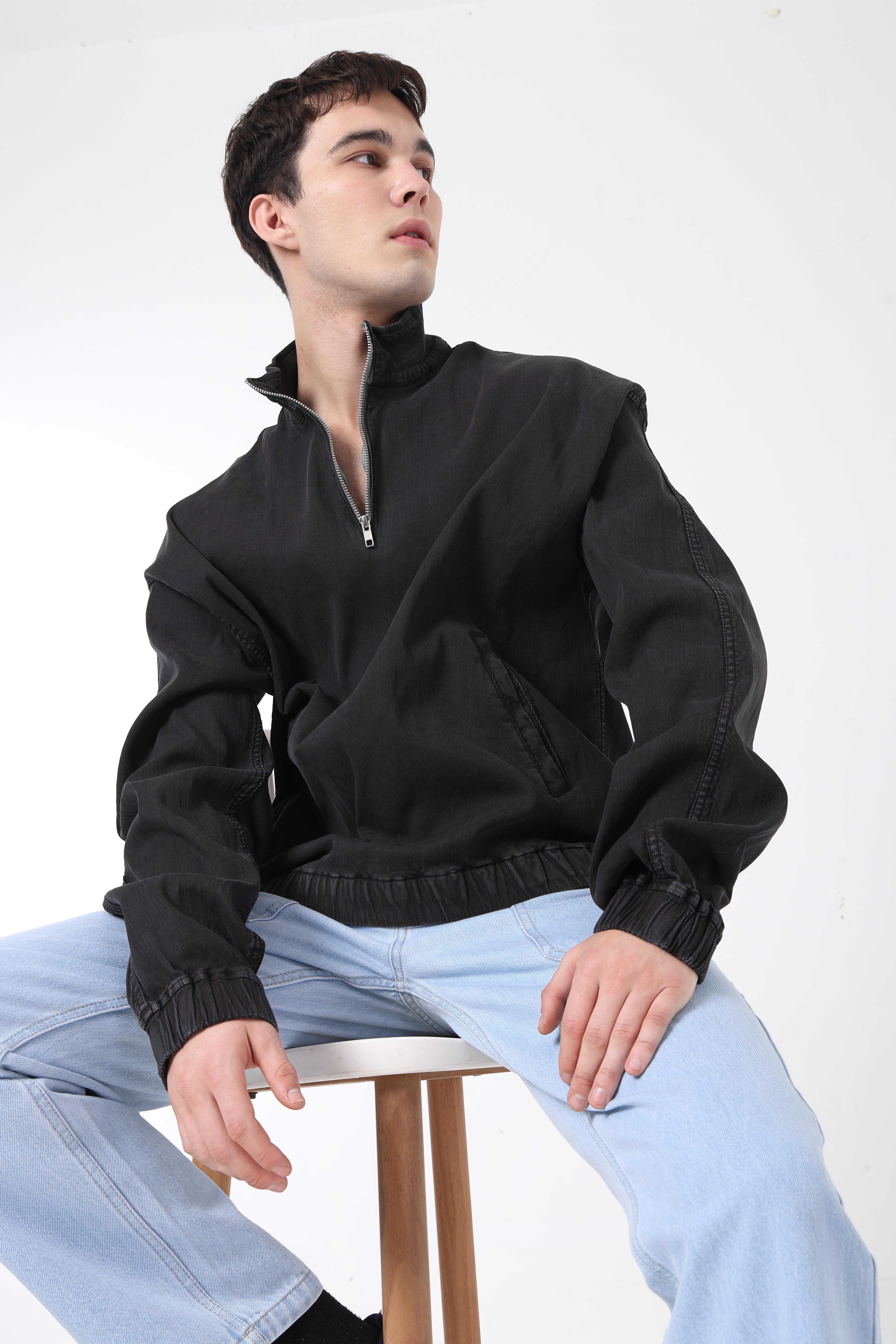 Corduroy Alpine Pullover - Black