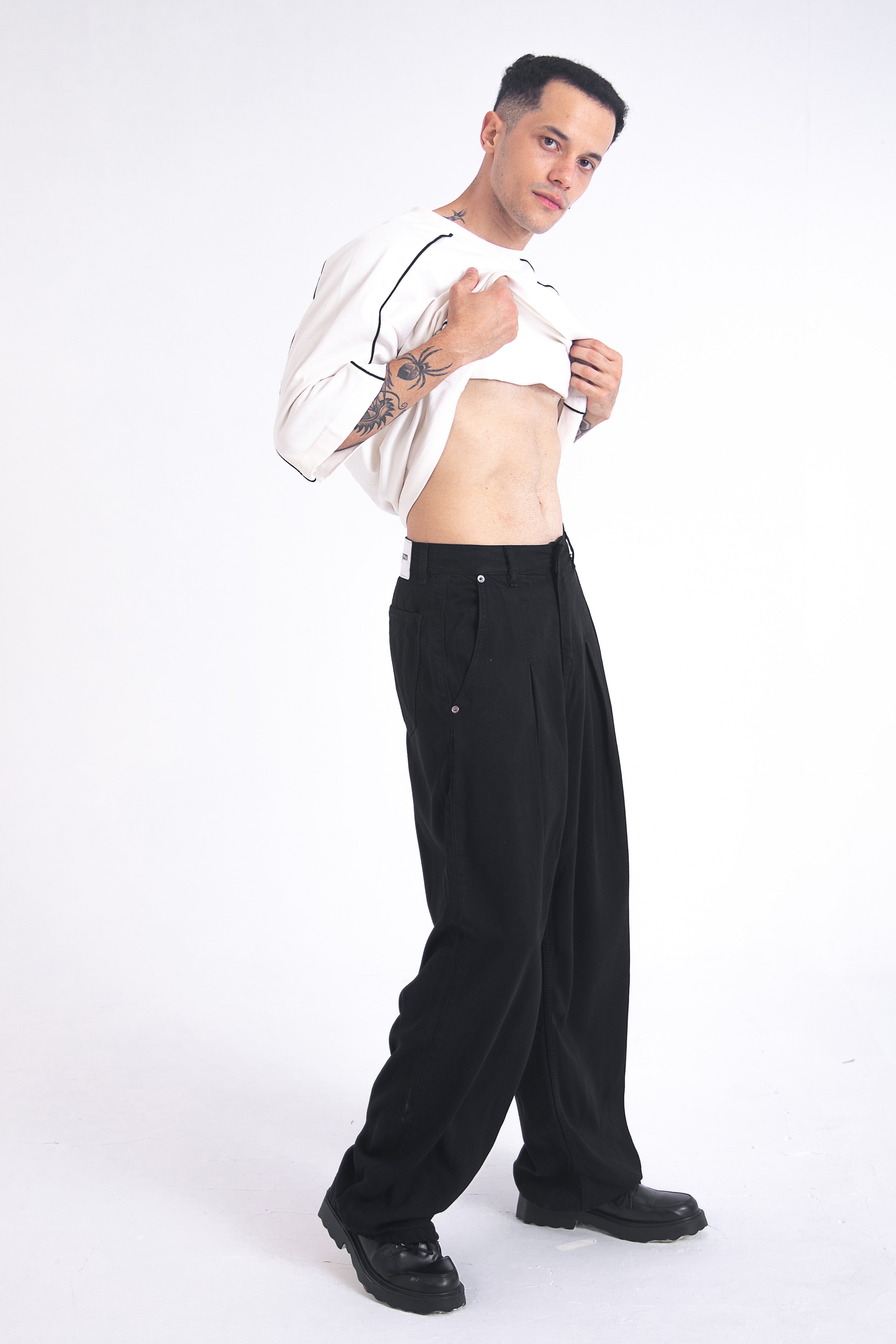 Archive Linen Denim Jeans: Black