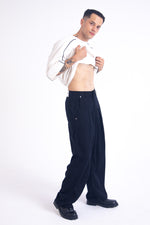 Load image into Gallery viewer, Archive Linen Denim Jeans: Black

