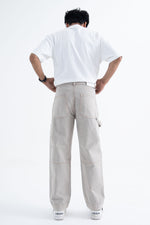 Load image into Gallery viewer, back angle dusty grey carpenter men&#39;s jeans in relaxed fit
