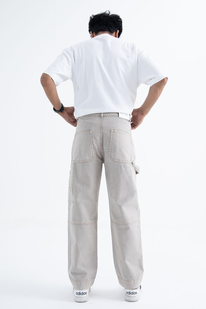 back angle dusty grey carpenter men's jeans in relaxed fit