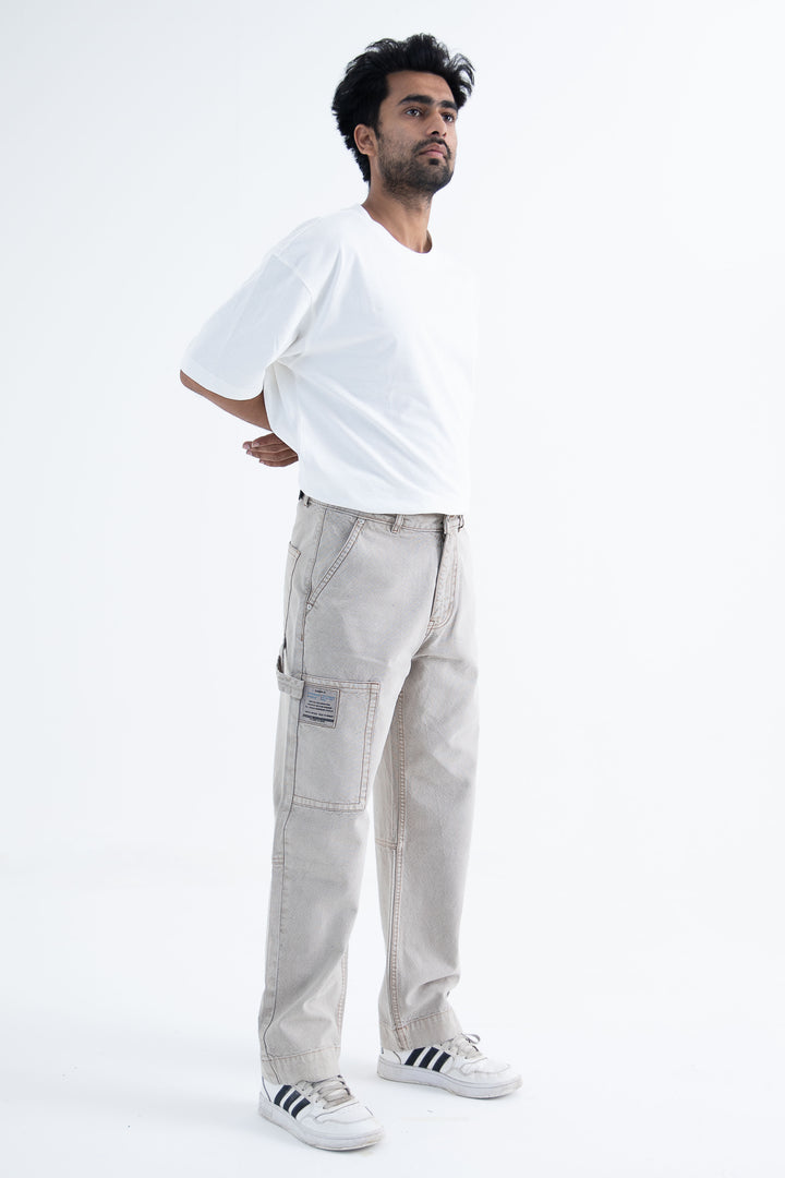 relaxed fit jeans in dusty grey twill