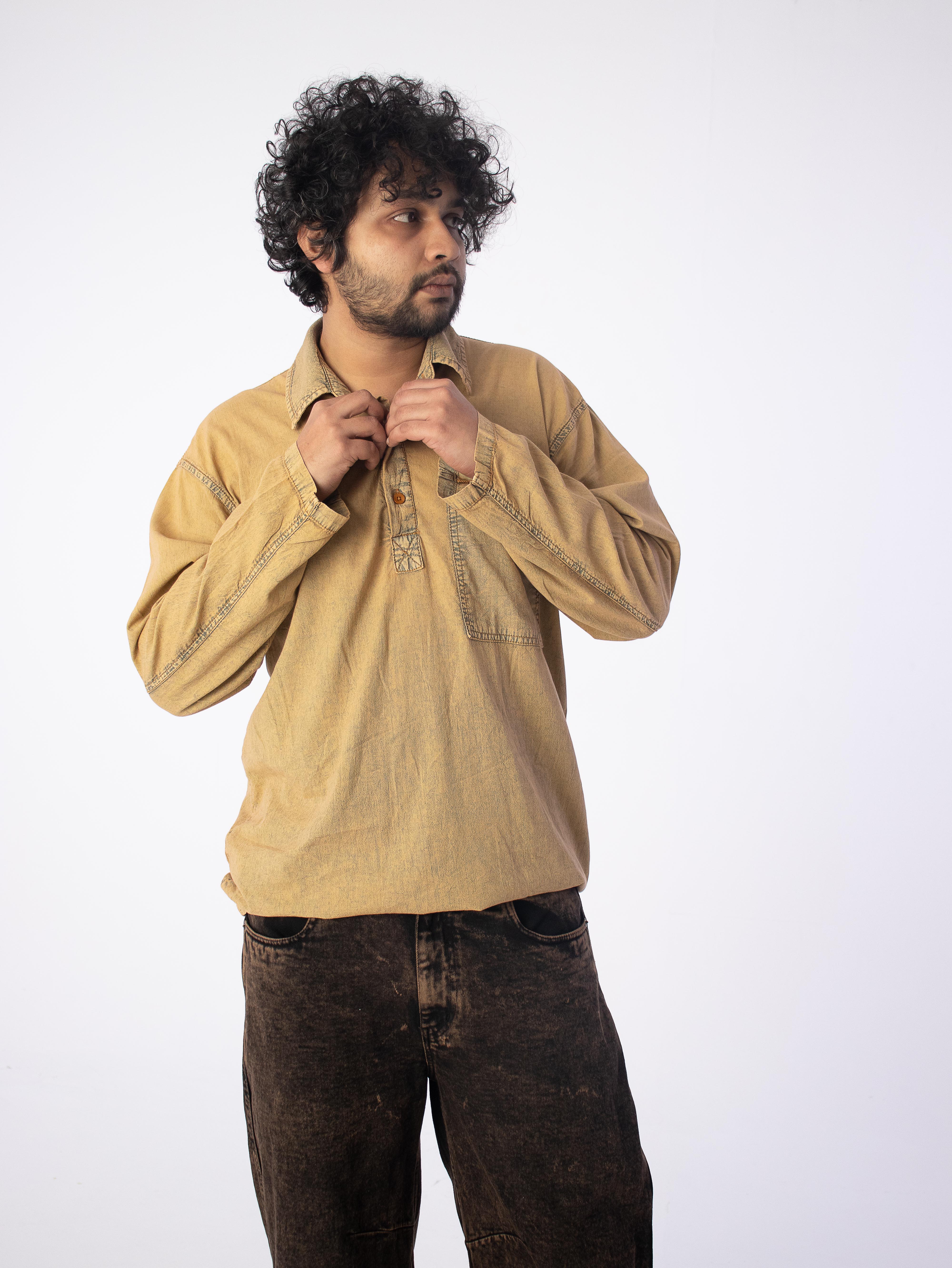 Zero Ounce Denim Kurta: Gold Dust