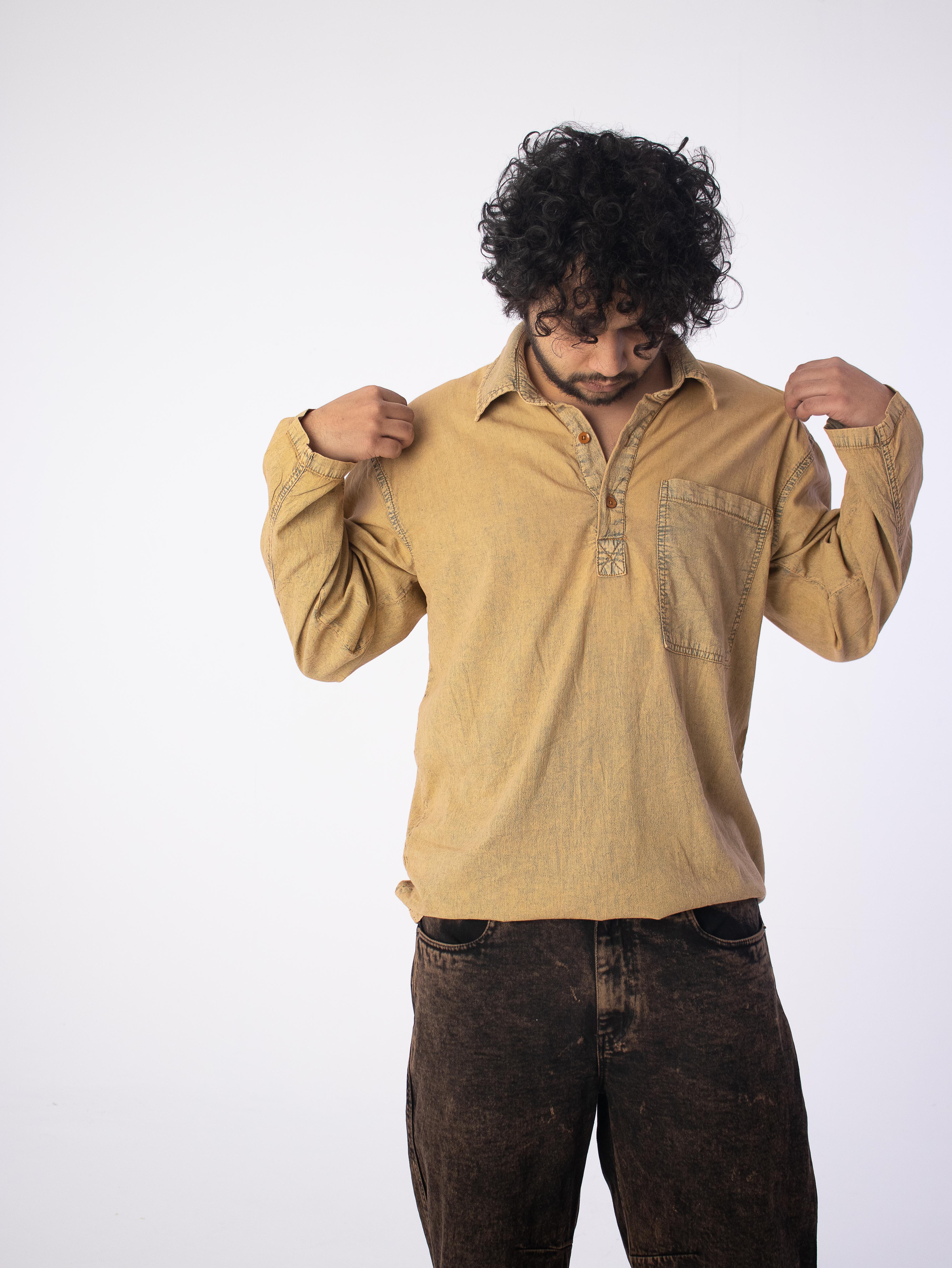 Zero Ounce Denim Kurta: Gold Dust