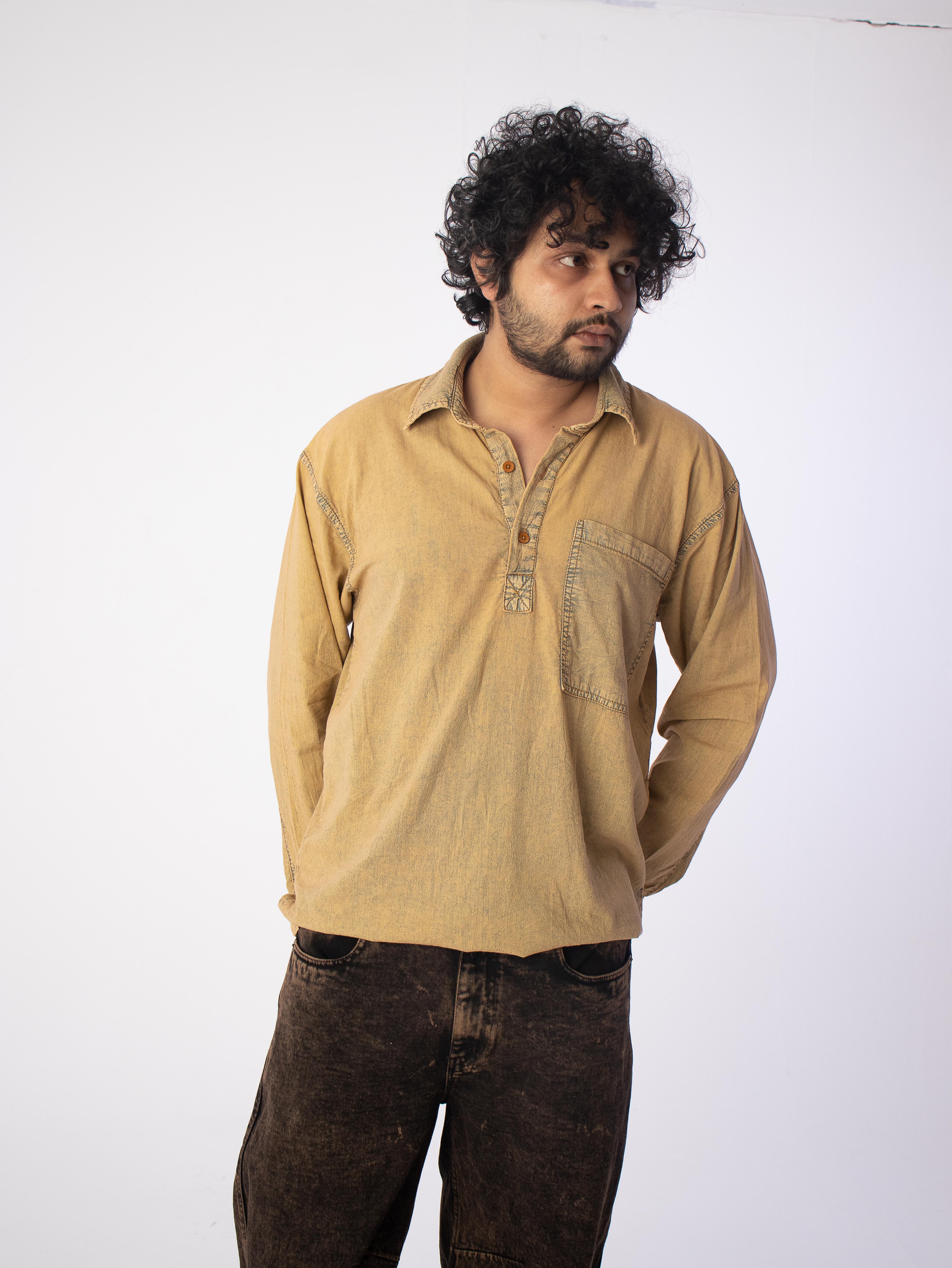 Zero Ounce Denim Kurta: Gold Dust