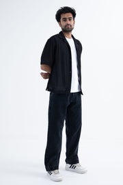 adjustable waistband jeans in black loose fit