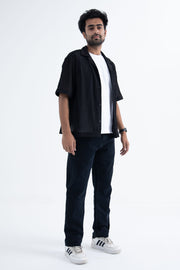 mid rise straight leg jeans in black