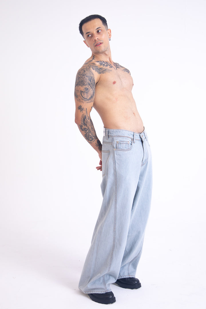 SuperBaggy Jeans: Contrast Grey