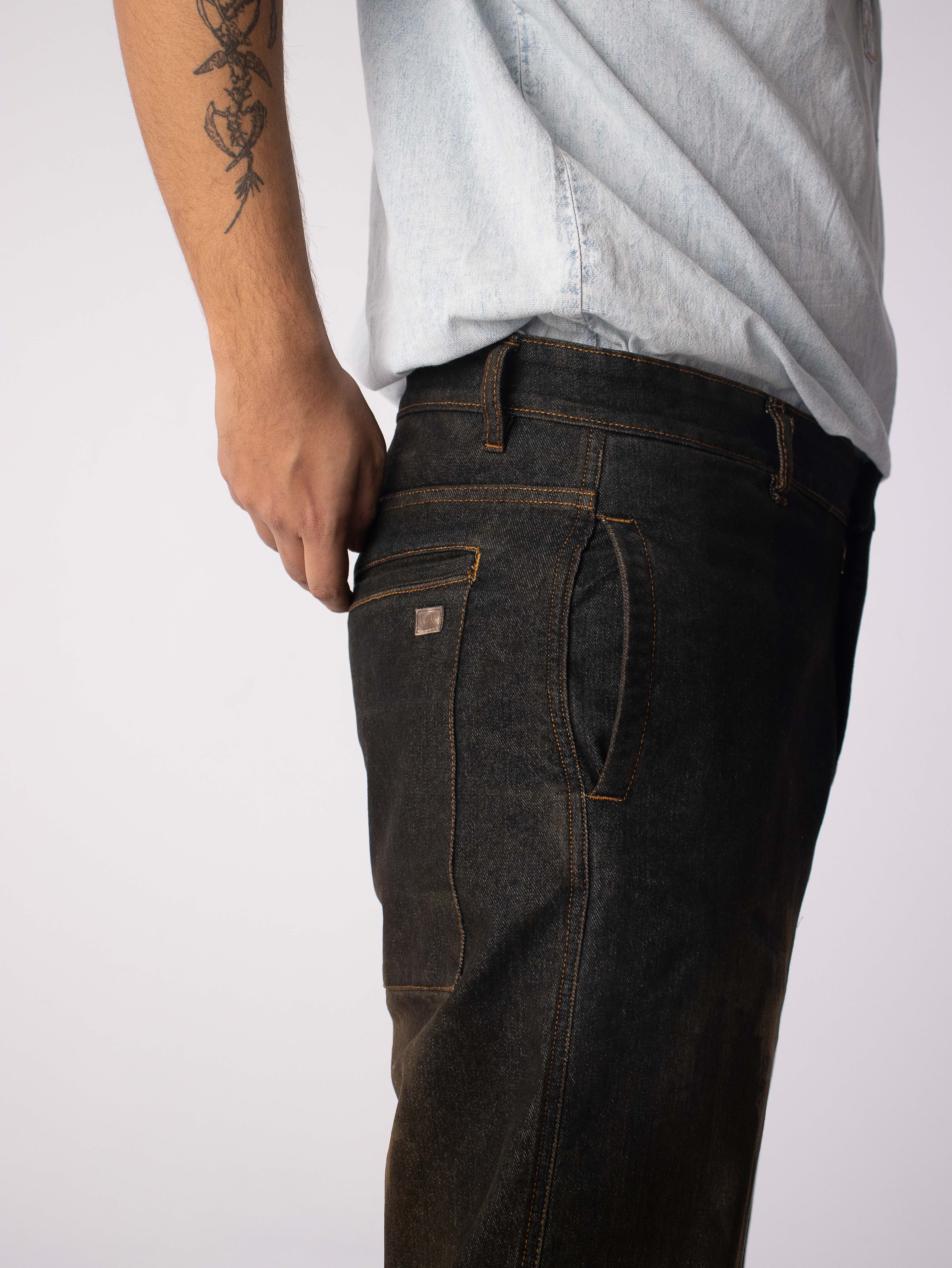 Airoweft Outline Jeans: Brown Paint