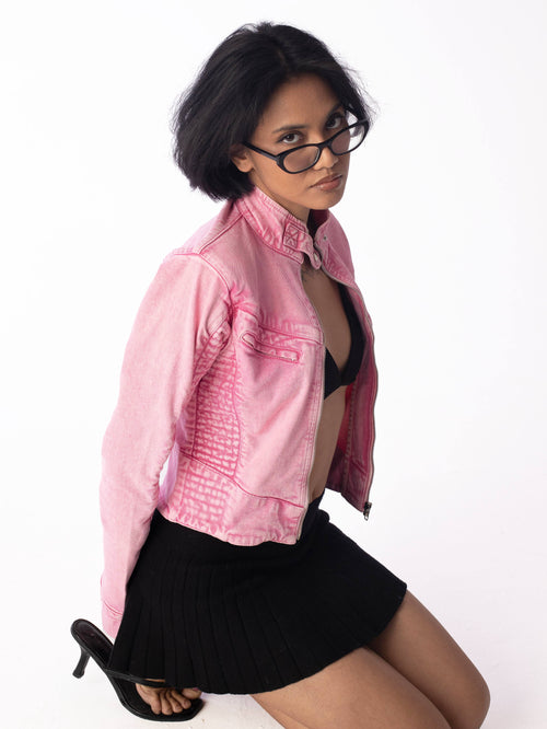 Y2K Biker Jacket: Pink
