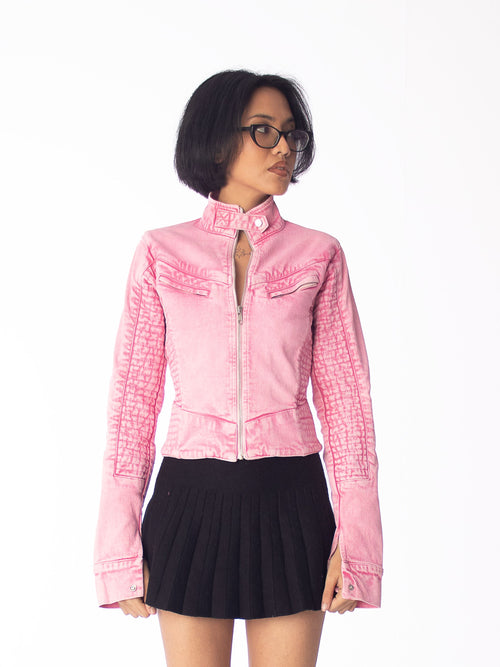 Y2K Biker Jacket: Pink