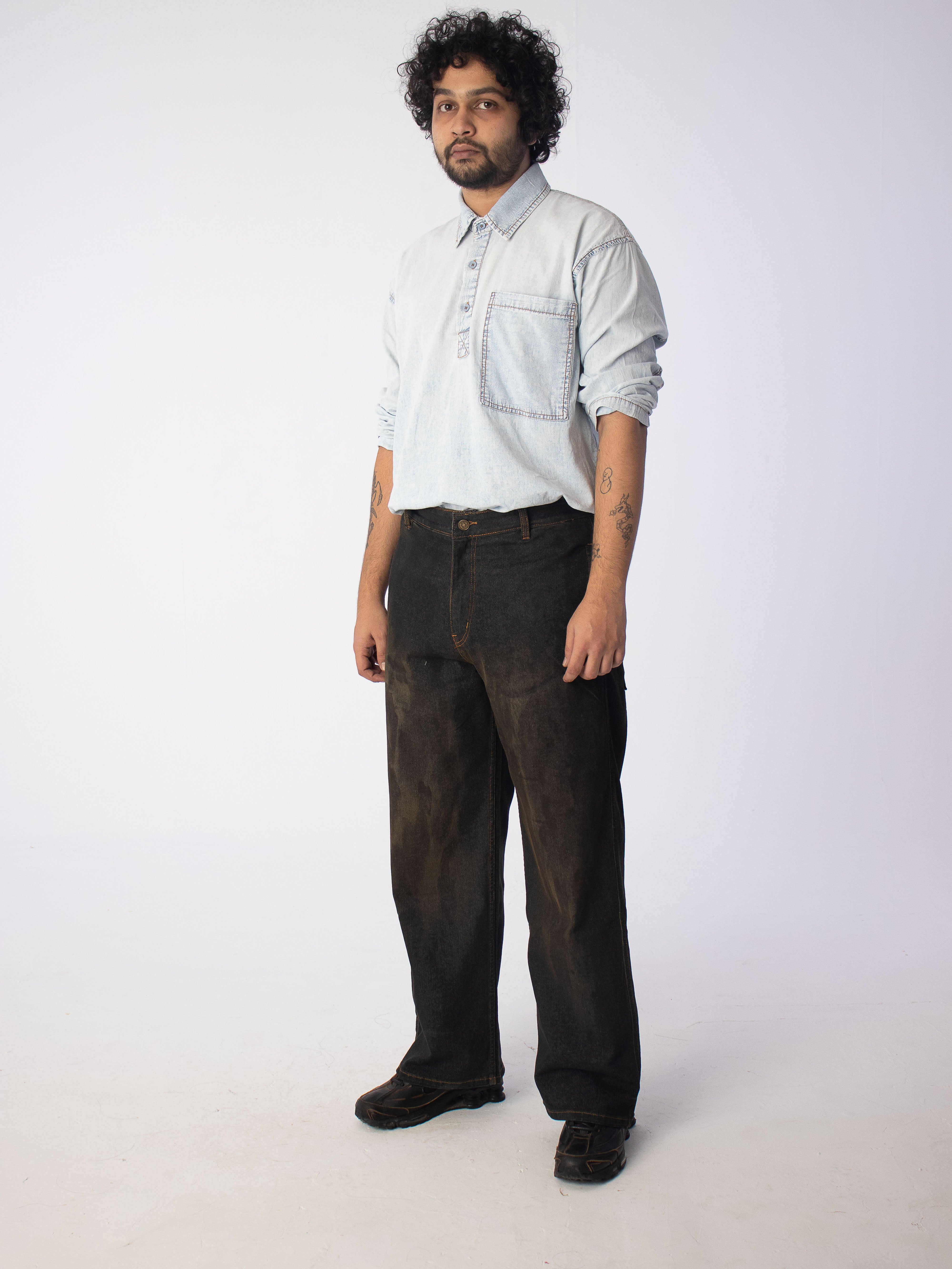 Zero Ounce Denim Kurta: Ice
