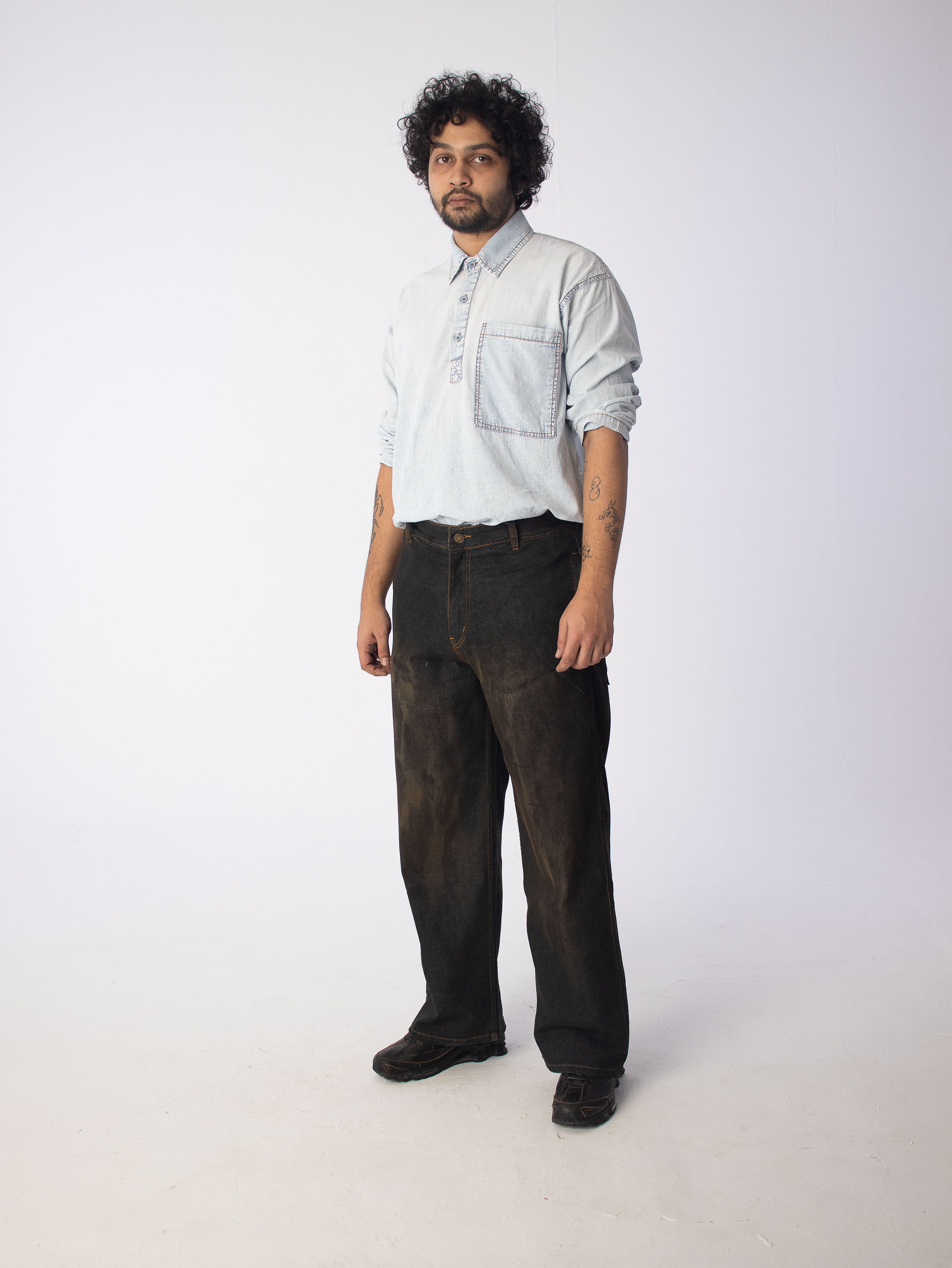 Zero Ounce Denim Kurta: Ice